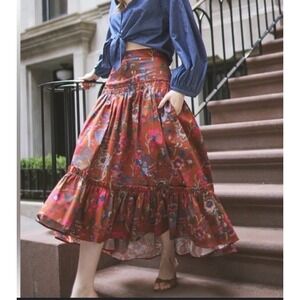 Cara Cara Tisbury Midi Skirt Size 2 Tisbury Midi Orange Floral Picante Baroque